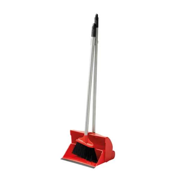 Long-Lobby-Handled-Dustpan---Brush---Red